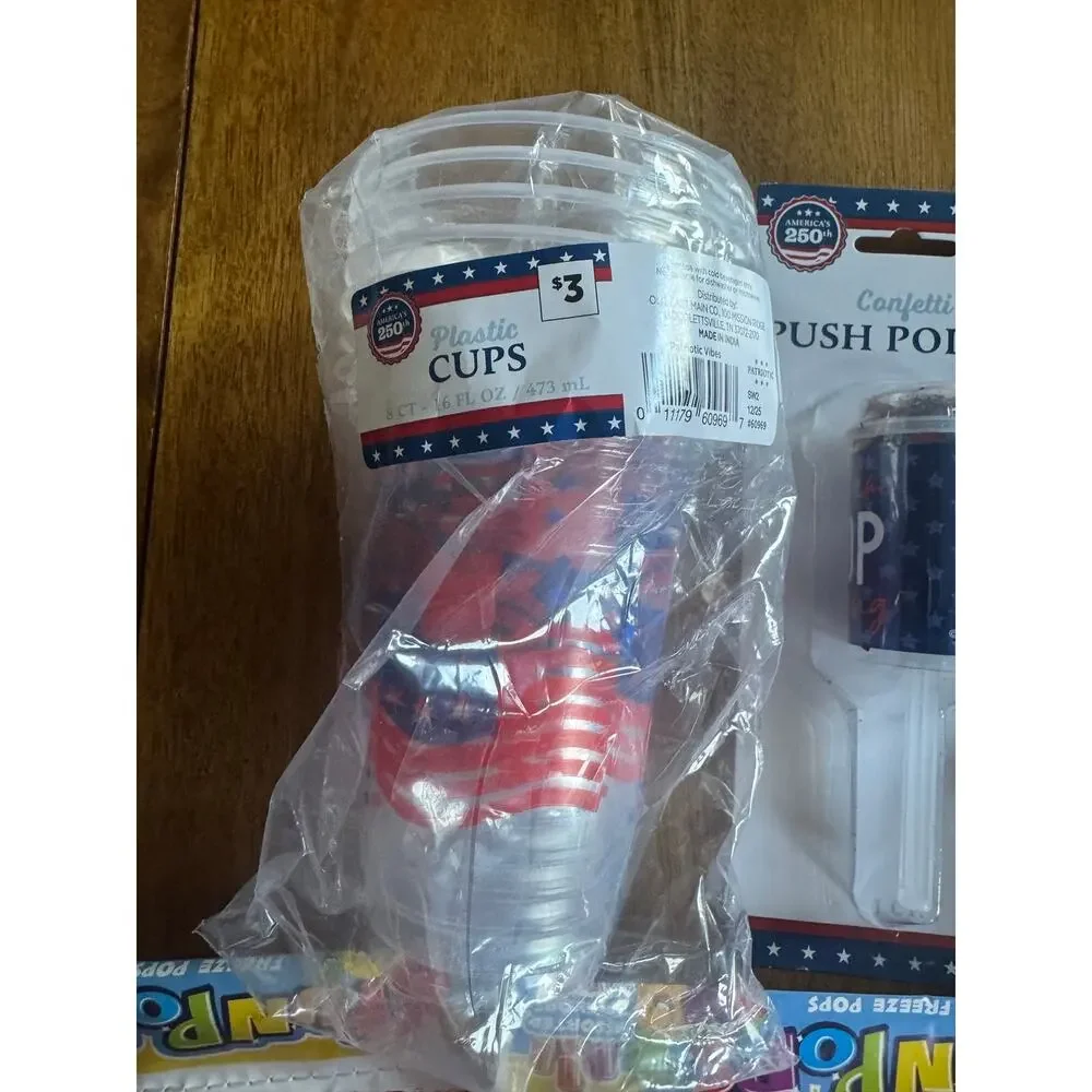 NWT Patriotic Party Supplies Lot 4th of July Cups Plates Glasses (Retail $25)